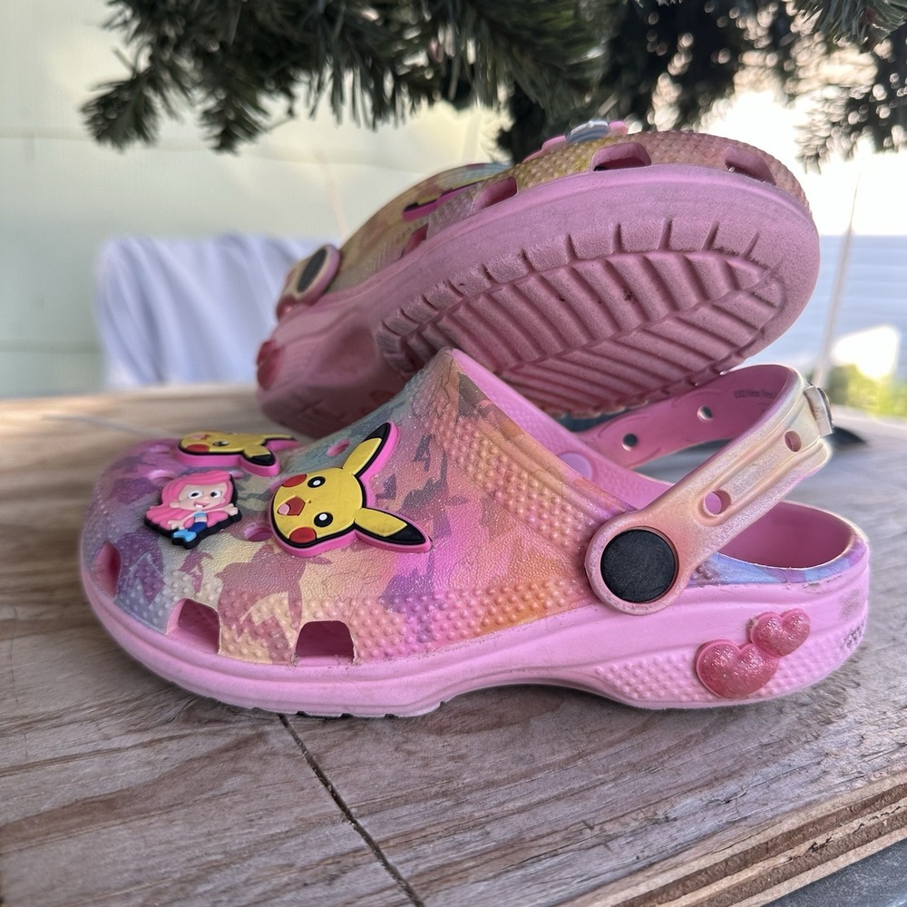 Crocs x Pokemon "Pikachu" Pink Kids Classic Clog 211229 Size 12 Game freak